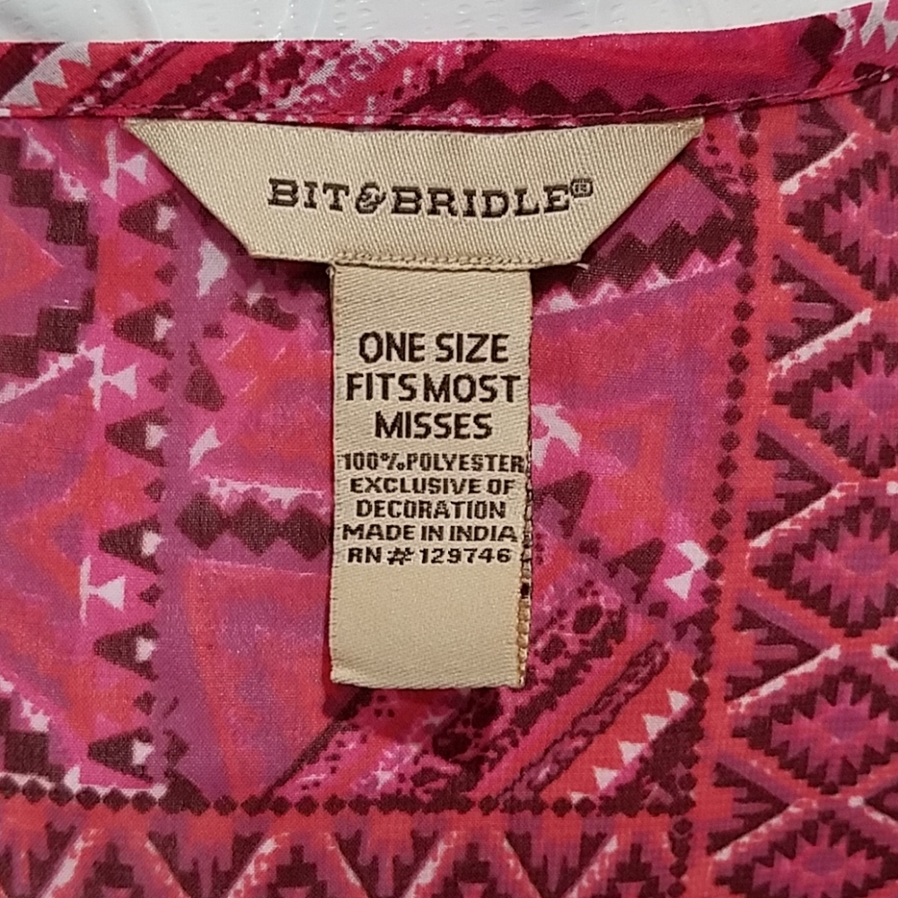 Bit & Bridle Sheer Ruana w Fringe Plus OS Misses - Picture 5 of 7